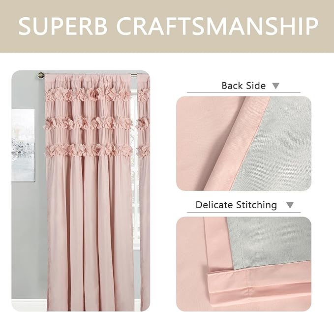 Luxurious Peach Pink Blackout Curtains - Image 7