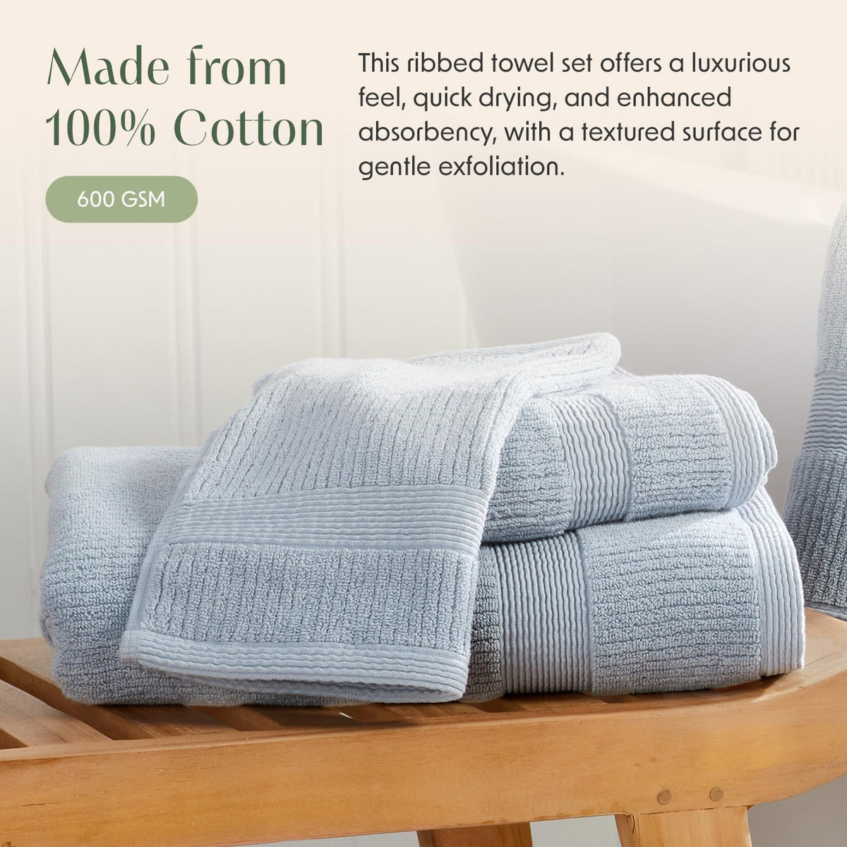 springtree home 100% cotton bath towel set |, side view