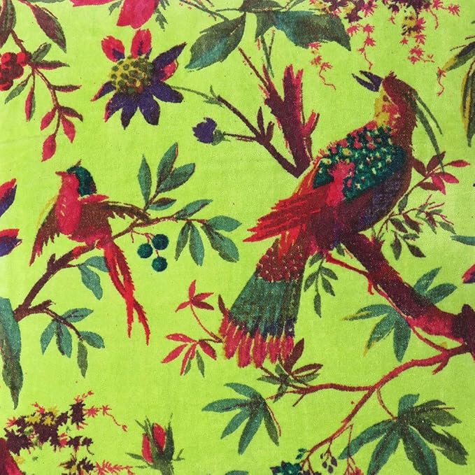 Eyes of India Velvet Floral Flower Bird Throw Pillow Sofa Cushion Cover Case - Image 3