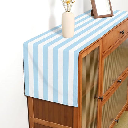 Light Blue and White Cabana Striped Table Runner Coastal Theme Wedding Party - Image 6