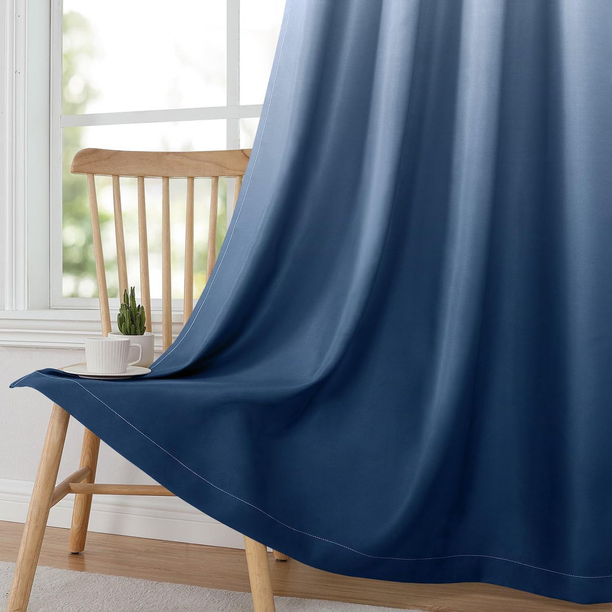 homeideas navy blue ombre blackout curtains 52w x, close-up detail