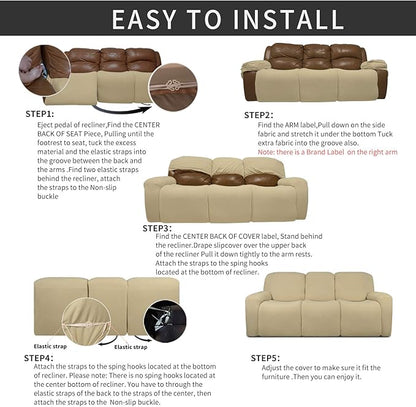 Easy-Going 8 Pieces Recliner Sofa Stretch Sofa Slipcover Sofa Cover Furniture - Image 4