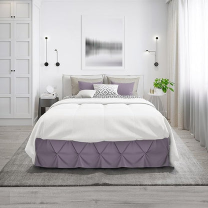 Nestl Grayish Purple Bed Skirt Cal King Size, Pinch Pleat Cal King Bed Skirt - Image 9