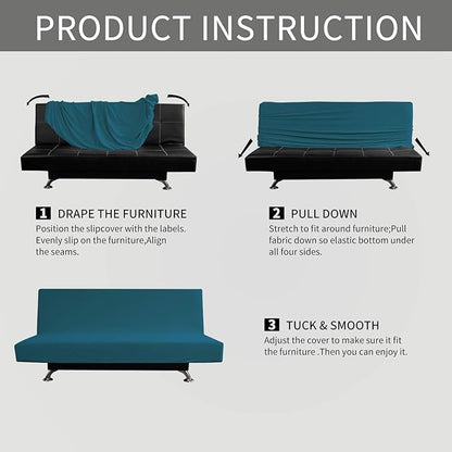 Easy-Going Stretch Futon Slipcover Armless Futon Bed Cover Furniture Protector - Image 6
