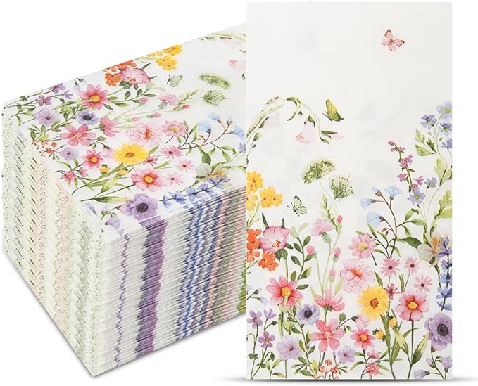 100Pcs Disposable Floral Paper Napkins Decorative Bathroom Napkins Guest by Unknown