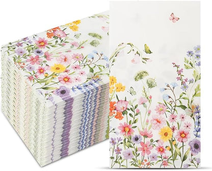 100Pcs Disposable Floral Paper Napkins Decorative Bathroom Napkins Guest by Unknown