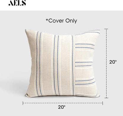 AELS 20x20 Decorative Farmhouse Linen Throw Pillow Covers, Boho Textured Pillow - Image 2