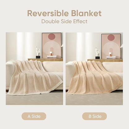 Snuggle Sac Fluffy Bedding Blanket Twin Size, Soft Luxurious Knit Throws - Image 2