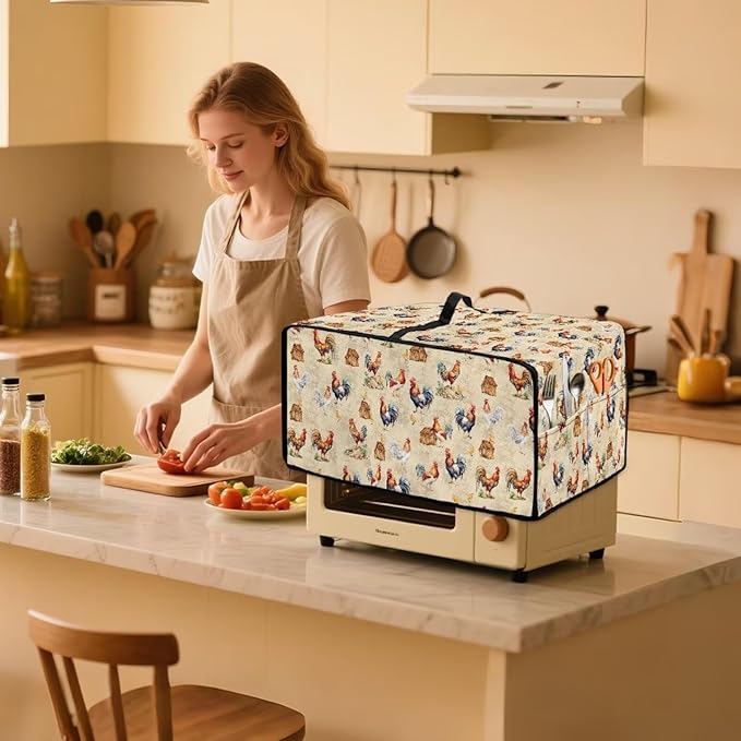 Rooster Chicken Chick Print Waterproof Toaster Oven Cover Heavy Duty Microwave - Image 3