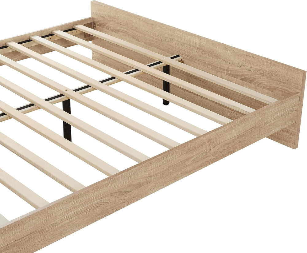 KISLOT 3-Piece Bedroom Set, Bed Frame & 2 Nightstands, Natural, Queen