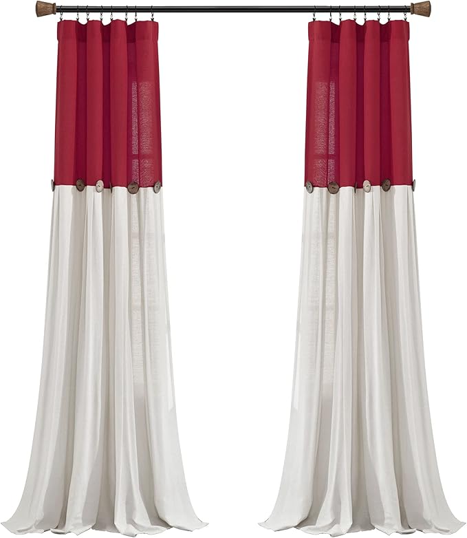 Lush Decor Linen Button Window Curtain Panel, Bedroom & Dining Room - Image 9