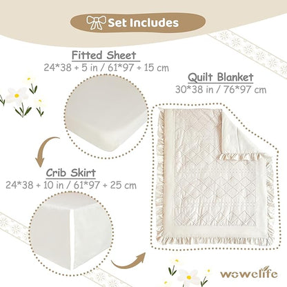 Wowelife Crib Bedding Set for Girls, 3 Pieces Baby Crib Bedding Set Newborn - Image 4