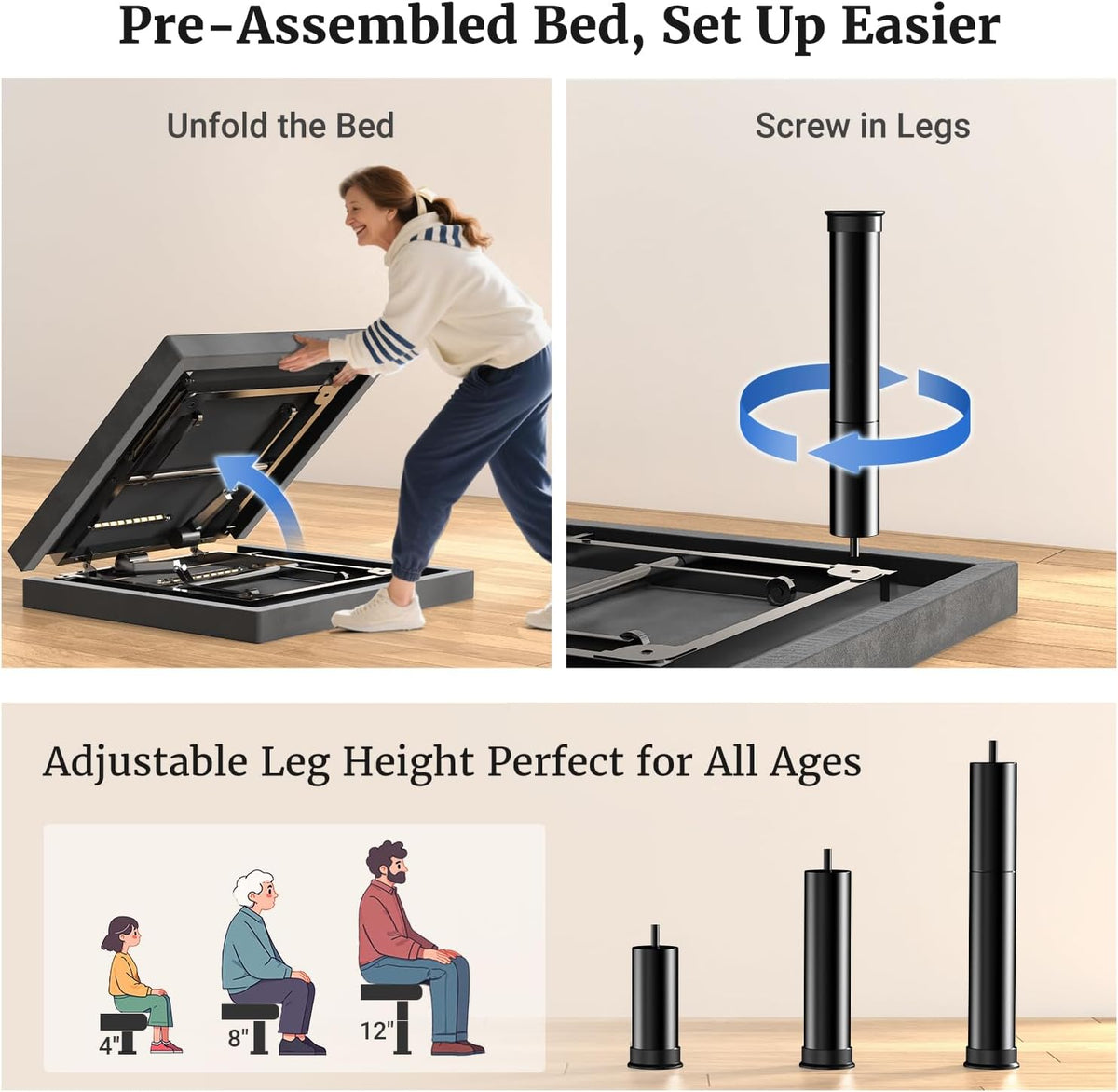 tami tami t450 adjustable bed frame queen with showing dimensions