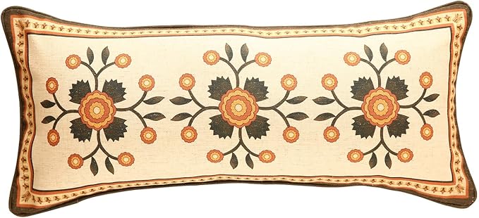 Brown Throw Pillow Covers Set of 1, Floral Farmhouse Linen Accent Pillows Cover by bilingaier