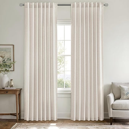 MIULEE Non-See-Through Privacy Linen Curtains 2 Panels, Light Filtering Window - Image 3