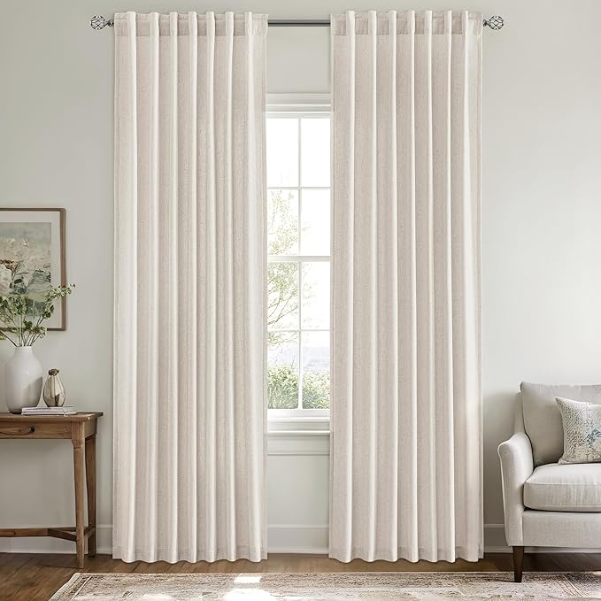 MIULEE Non-See-Through Privacy Linen Curtains 2 Panels, Light Filtering Window - Image 3