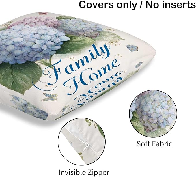 Hydrangea Throw Pillow Covers Set of 2 | 18x18 Inches Cushion Cases - Image 6