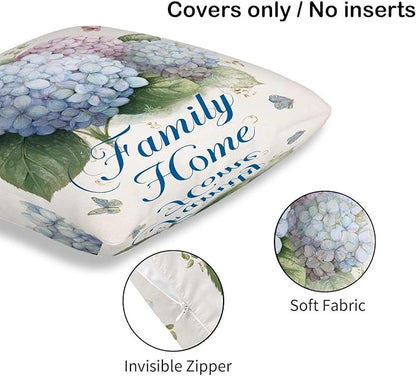 Hydrangea Throw Pillow Covers Set of 2 | 18x18 Inches Cushion Cases - Image 6