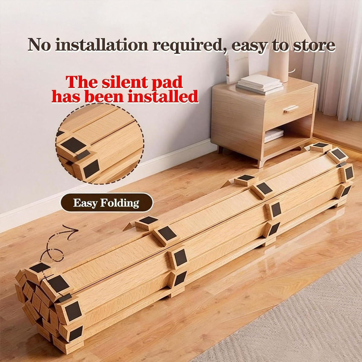 floor bed frame,japanese bed frame,breathable moisture resistant, close-up detail