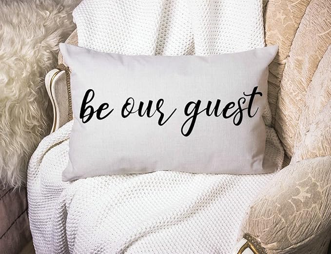Solekla Be Our Guest Cotton Linen Decorative Throw Pillow Case Cushion Cover - Image 3