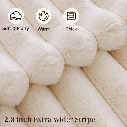Fluffy Faux Fur Throw Blanket Queen Size, Thick 1000GSM Soft Cozy Throw Blankets - Image 3