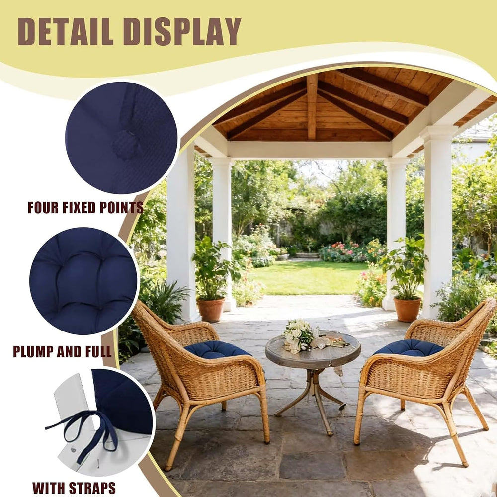 Dark Green Wicker Seat Cushion for Outdoor Indoor