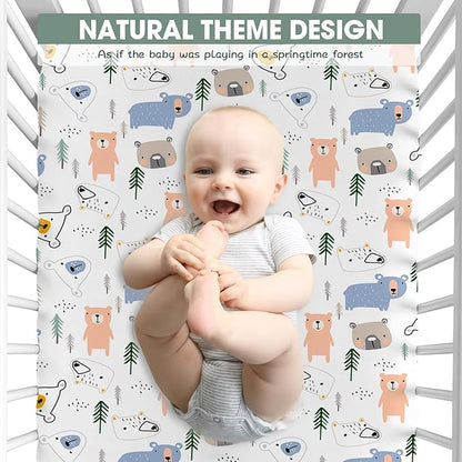 Bimocosy Crib Sheets 4 Pack, Baby Crib Sheets Fitted - Image 3