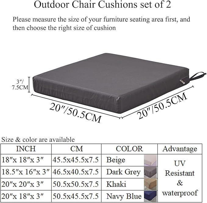 SAMTY 20 x 20 Inch Outdoor Chair Cushions - Image 2