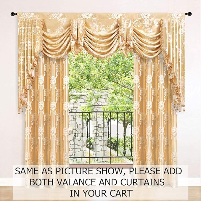 ELKCA Golden Jacquard Waterfall Valance - Image 2