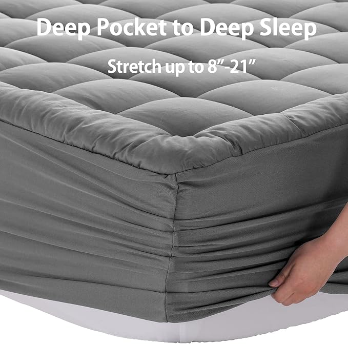 EASELAND Queen Size Mattress Pad Pillow Top Mattress Cover Quilted Fitted - Image 5