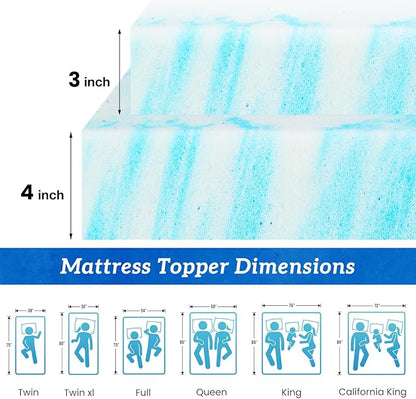 Sweetcrispy Mattress Topper King, 4 Inch Thick Memory Foam Gel Infused Cooling - Image 2