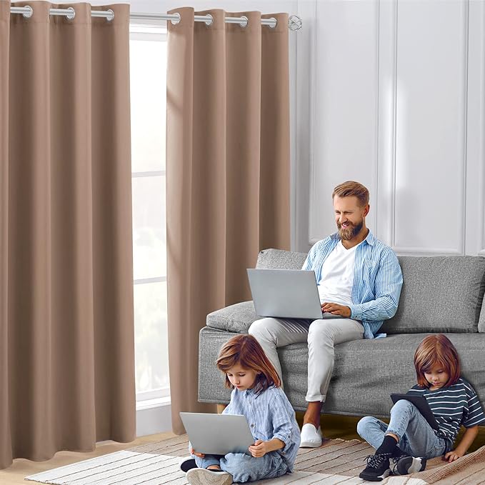 HOMEIDEAS Blackout Curtains for Bedroom 52 X 84 Inch Long 2 Panels Set - Image 2