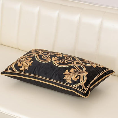 Aeckself European Floral Pillow Cover 12x20 Inch, Luxury Velvet Embroidered - Image 3