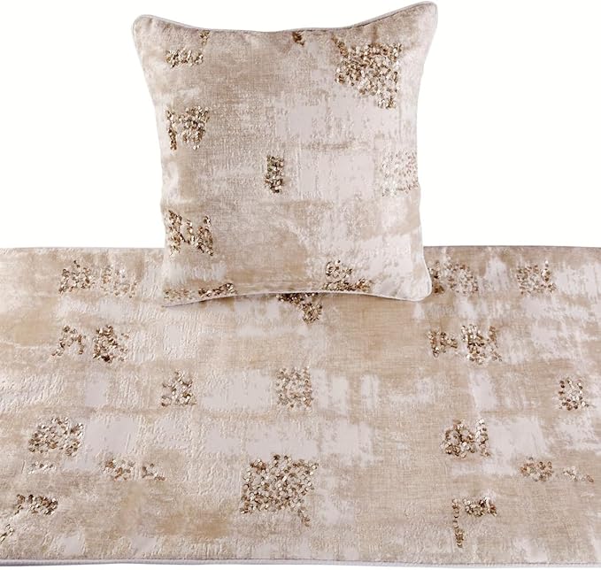 The HomeCentric Ivory Bed Runner, CA King Size 86"x18" Decorative Bed Runner - Image 2