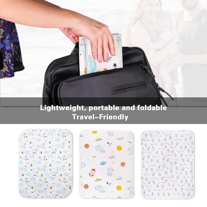 Baby Diaper Changing Pad Waterproof Portable Changing Pad 3 Pack Washable - Image 6