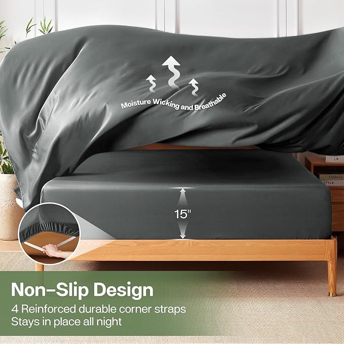 MR&HM Twin Fitted Sheet Only, Ultra-Soft Rayon Derived from Bamboo & Polyester - Image 6