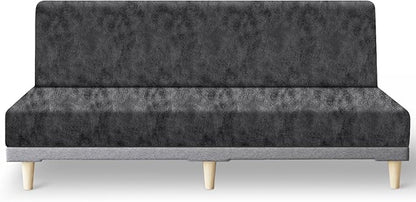 molasofa Leather Like Stretch Futon Slipcover Armless Futon Bed Sofa Cover by Molasofa