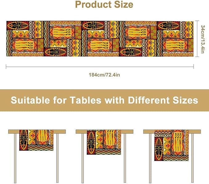 African Totems Table Runner, African American Kwanzaa Black History Month - Image 4