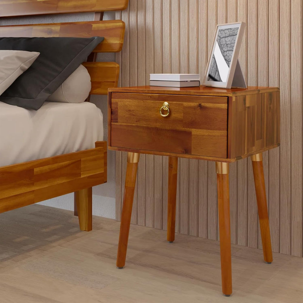 Bme Caden Solid Wood Nightstand/Side Table/End Table, Fully Assembled, with 1...