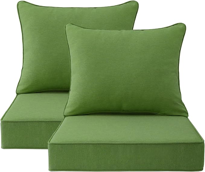 Outdoor Patio Chair Cushions Set, Water-Repellent, Fade Resistant, Deep Seat by Unimatta