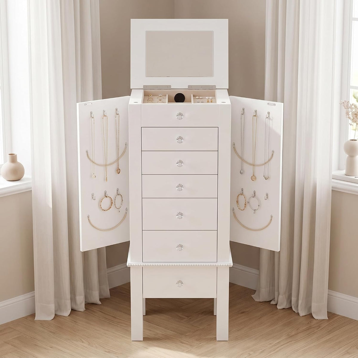 hives and honey kimberly jewelry armoire with mirror, package contents