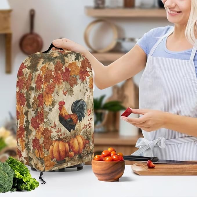 Autumn Rooster Pumpkin Blender Dust Cover Food Processor Cover Coffee Machine - Image 3