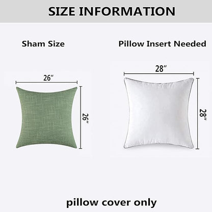Kevin Textile Set of 2 Sage Green Pillow Covers 26 x 26 Inch Farmhouse Boho - Image 6