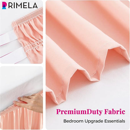 RIMELA Peachy Coral Bed Skirt King Size 15 Inch Drop, Elastic Bed Skirting - Image 8