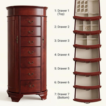 hives and honey daley oval jewelry armoire, stylish, side view