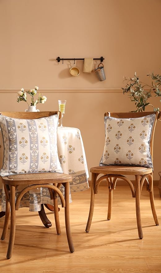 patdrea Designer Square Throw Pillow Covers Set of 2, Rustic Linen - Image 8