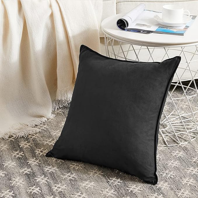 Fancy Homi 2 Packs Black Decorative Throw Pillow Covers 14x14 Inch - Image 2