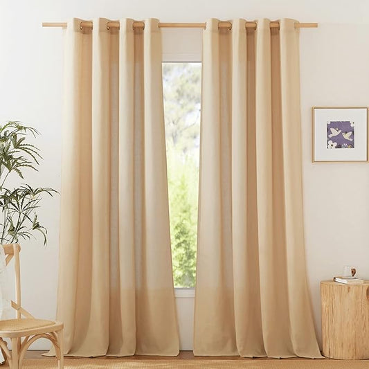 NICETOWN Rustic Linen 102 inch Long Curtains by NICETOWN