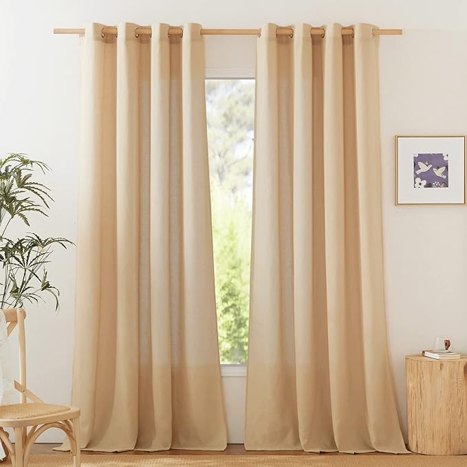 NICETOWN Semi Sheer Linen Burlap Curtains by NICETOWN