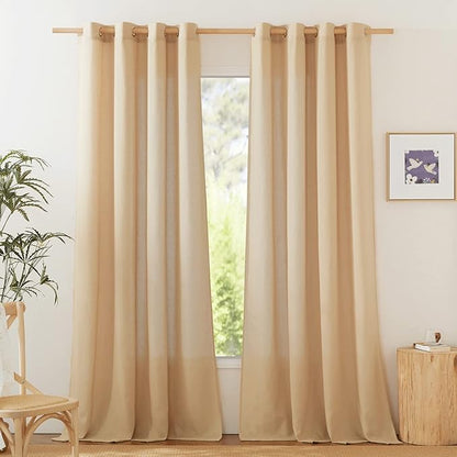 NICETOWN Semi Sheer Linen Burlap Curtains by NICETOWN